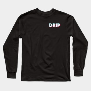 Drip Glitch White Small Logo Long Sleeve T-Shirt